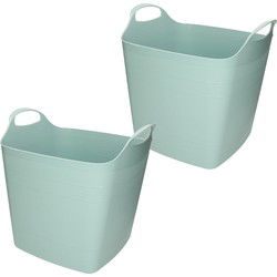 2x stuks bathroom Solutions Kuip - flexibel - emmer - groen - 25 liter - Wasmanden