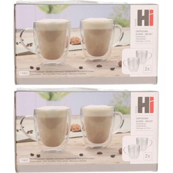 6x stuks Dubbelwandige koffie/espresso/whiskey glazen transparant 270 ml - Koffie- en theeglazen