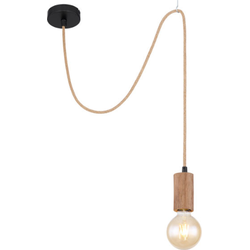 Hanglamp van hout en touw | 1-lichts| | E27 | Henneptouw