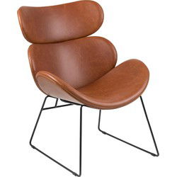 Fauteuil Pu Leer - Bruin/Zwart - 78,5x69x90,5cm - Bjorli