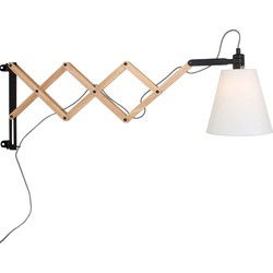 Mexlite - wandlamp - Dion - naturel - hout stof - bedlampje - E14 - 8852BE