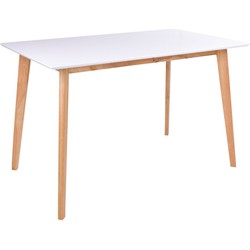 Vojens Dining Table - Eettafel in wit en naturel 120x70xh75 cm