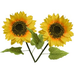 3x stuks gele kunst zonnebloemen kunstbloemen 76 cm decoratie - Kunstbloemen