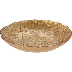 Glazen decoratie schaal/fruitschaal goud rond D30 x H6 cm - Fruitschalen