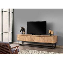 TV Meubel Tilsim Zwart Dennenhout Melamine 180x50x40 cm