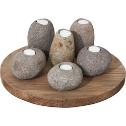 MUST Living Candle holder Riverstone HIGH, set of 3,15xØ10 cm, riverstone pebble