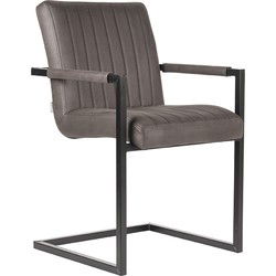 LABEL51 Eetkamerstoel Milo - Antraciet - Microfiber - Black Frame