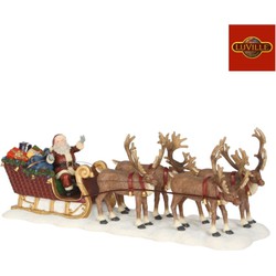 Kerstman met rendier slee 21x6,5x8 cm - Luville