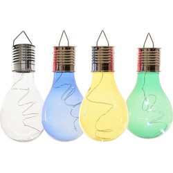 4x Buitenlampen/tuinlampen lampbolletjes/peertjes 14 cm transparant/blauw/groen/geel - Buitenverlichting
