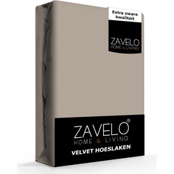 Zavelo Flanel Velvet Hoeslaken Taupe-Lits-jumeaux (160x200 cm)