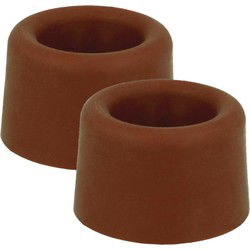 AMIG Deurstopper/deurbuffer - 4x - D30mm - inclusief schroeven - rubber - bruin - Deurstoppers