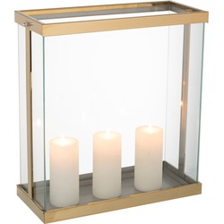 J-line - Lantaarn Rechthoekig Enma Ijzer/glas Goud Large - 41.5x18x45cm