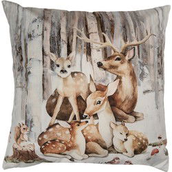 Clayre & Eef Kussenhoes 45x45 cm Bruin Polyester Herten