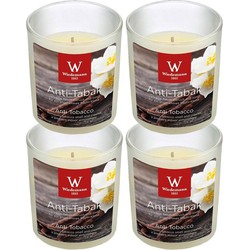 Trend Candles Geurkaars - 4x - in glas - Anti tabac aroma - 8 uren - geurkaarsen