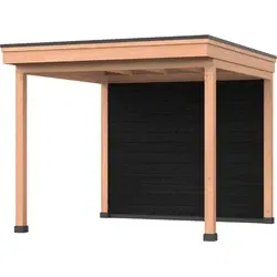 Douglas DIY overkapping 300 x 300, met achterwand, Westwood, zwarte wanden