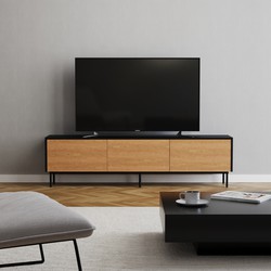 Tv-meubel Thomas zwart/blank eiken 180 cm