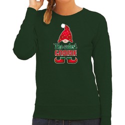 Bellatio Decorations foute kersttrui/sweater dames - Schattigste gnoom - groen - Kerst kabouter 2XL - kerst truien