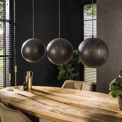 Hanglamp 3-Lichts - Metaal Zwart - 125x30x150cm