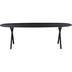 Eettafel Zwart Ovaal Mangohout - 240cm - Tafel Genève - Giga Meubel