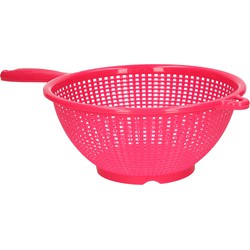 Plasticforte Keuken vergiet/zeef - kunststof - Dia 22 cm x Hoogte 10 cm - fuchsia roze - Vergieten