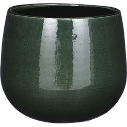 Mica Decorations Plantenpot - keramiek - groen glans - 18x16cm - Plantenpotten