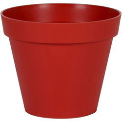 EDA Toscane Bloempot - kunststof - rood - D30xH26cm - binnen en buiten - Plantenpotten