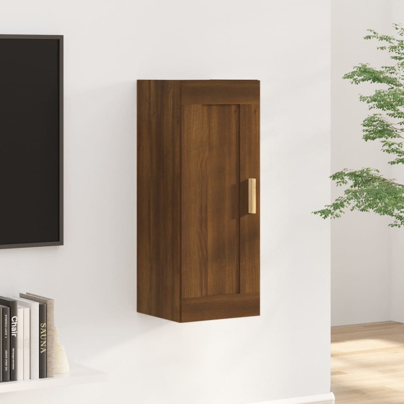 Prolenta Premium Wandkast 35x34x90 cm bewerkt hout bruineikenkleurig - 