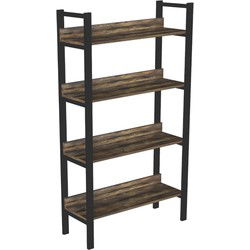 4livingz Retro Boekenkast met 4 planken 30x80x144 cm - Bruin/Zwart