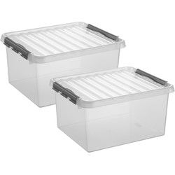 Sunware opbergbox - 2x - transparant - 36L - 50 x 40 x 26 cm - Opbergbox