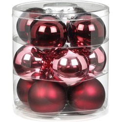 Inge Christmas goods Kerstballen - 8 cm - roze/rood - 12 stuks - Kerstbal