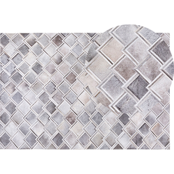 AGACLI - Laagpolig vloerkleed - Lichtgrijs - 140 x 200 cm - Koeienhuid