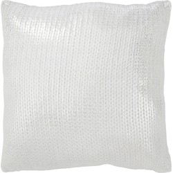 J-line - Kussen Metaalachtig Polyester Zilver - 45x45x10cm