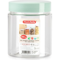 Voorraadpot/bewaarpot - 600 ml - kunststof - mint groen - B10 x H12 cm - Voorraadpot