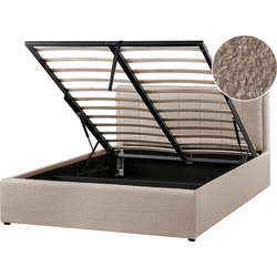 MONTLAUR - Bed met opbergruimte - Taupe - 140 x 200 cm - Bouclé