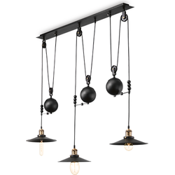 Landelijke Zwarte Hanglamp - Ideal Lux Up and Down - Metaal - E27 - 123 x 26 x 268,5 cm