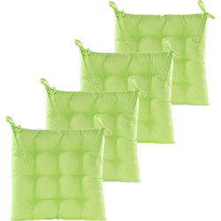 Anna's collection Stoelkussen gewatteerd - 4x - groen - 38 x 38 cm - tuinstoelkussens