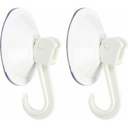 Benson Zuignaphaakjes - 2x - wit - kunststof - draagkracht 2 kg - Handdoekhaakjes