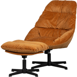 WOOOD Yaro Fauteuil Met Hocker - Chenille - Ginger - 94x71x83