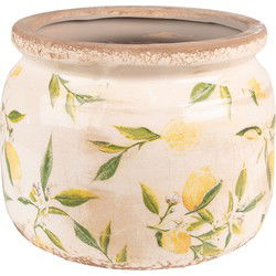 Clayre & Eef Bloempot  Ø 20x15 cm Geel Keramiek Citroen Bloempot binnen