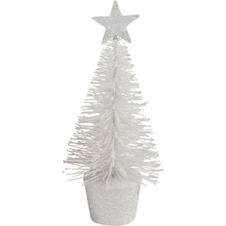 Klein wit kerstboompje 15 cm kerstdecoratie/kerstversiering - Kunstkerstboom