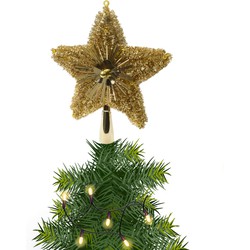 Kerstboom piek/topper ster glitters goud 23 cm - kerstboompieken
