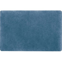 Spirella badkamer vloer kleedje/badmat tapijt - hoogpolig en luxe uitvoering - blauw - 40 x 60 cm - Microfiber - Badmatjes