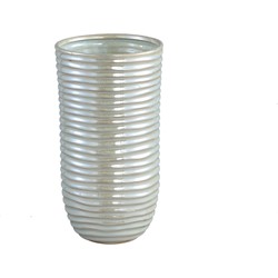 PTMD Ryll Pearl shiny ceramic pot ribbed round M