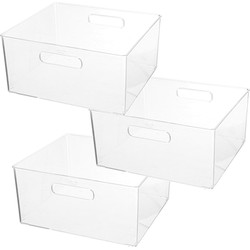 Set van 3x stuks creme potjes/flesjes/make-up houder/box vierkant 31 x 15 cm van kunststof - Opbergbox