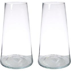 Hakbijl Glass Vaas - 2x - transparant - glas - 35 x 18 cm - Vazen