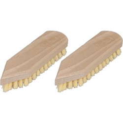Set van 2x stuks schrobborstels van hout met spitse neus geel/naturel - Schrobborstels