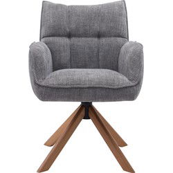 Eetkamerstoel Antraciet/Eikenhout - 59x65x86cm - Marilla - Set van 2