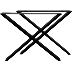 Tafelpoten - X-model - 65x72 - Gepoedercoat zwart - Metaal - set van 2