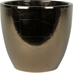 Steege Plantenpot/bloempot - keramiek - goud - glanzend - 24 x 22 cm - Plantenpotten