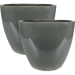 2x stuks plantenpot/bloempot in een strakke Scandinavische look antraciet Dia 33 cm en Hoogte 28 cm - Plantenpotten